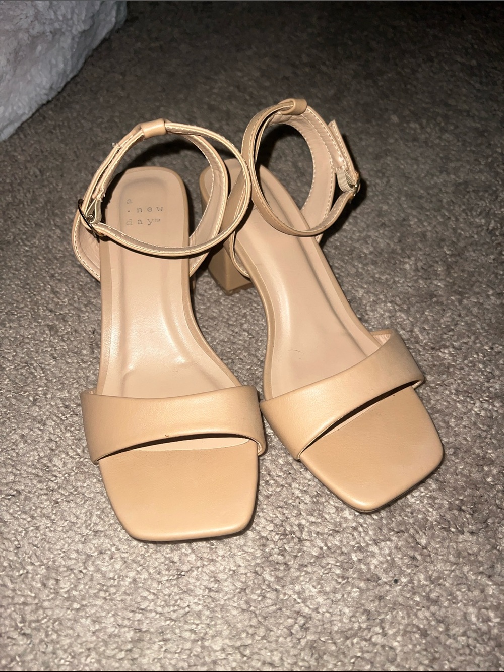 A New Day Women's Nude Block Heel Sandals with Ankle Strap